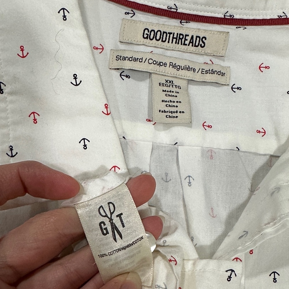 Goodthreads White Shirt with Red Anchor Print